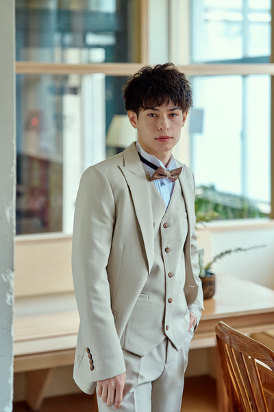 スリーピース メンズスーツ タキシード アイボリー(M13)