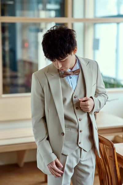 スリーピース メンズスーツ タキシード アイボリー(M13)