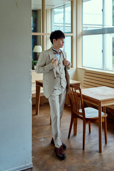 スリーピース メンズスーツ タキシード アイボリー(M13)