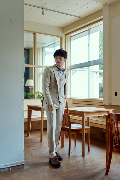 スリーピース メンズスーツ タキシード アイボリー(M13)