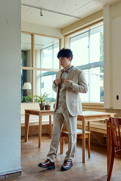 スリーピース メンズスーツ タキシード アイボリー(M13)