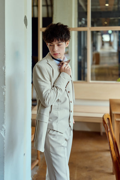 スリーピース メンズスーツ タキシード アイボリー(M13)