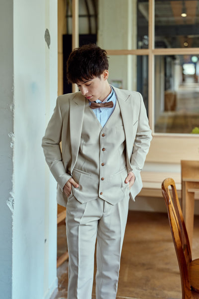 スリーピース メンズスーツ タキシード アイボリー(M13)