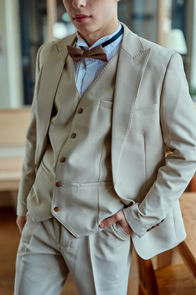 スリーピース メンズスーツ タキシード アイボリー(M13)