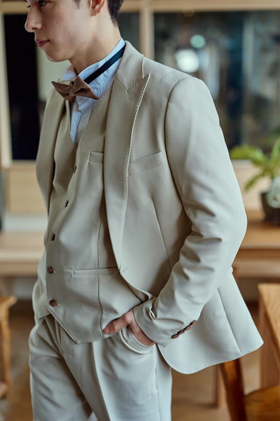 スリーピース メンズスーツ タキシード アイボリー(M13)