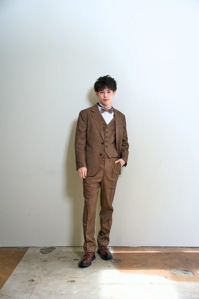 スリーピース メンズスーツ タキシード キャメル(M14)