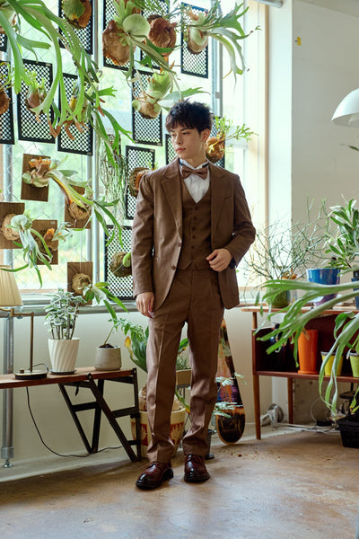 スリーピース メンズスーツ タキシード キャメル(M14)