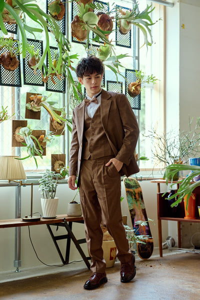 スリーピース メンズスーツ タキシード キャメル(M14)