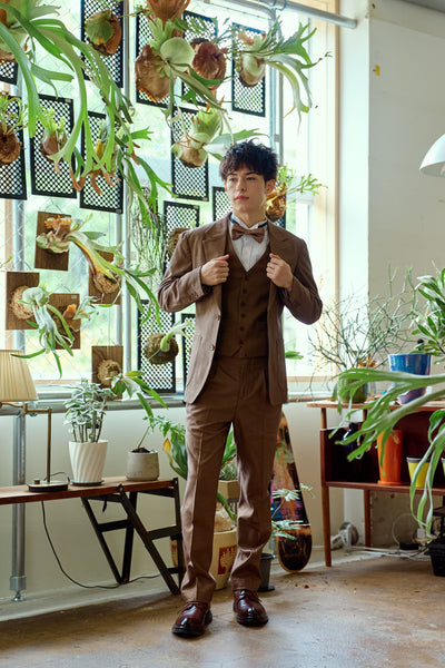 スリーピース メンズスーツ タキシード キャメル(M14)