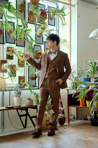 スリーピース メンズスーツ タキシード キャメル(M14)