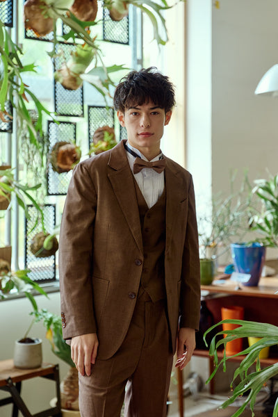 スリーピース メンズスーツ タキシード キャメル(M14)