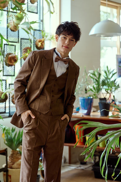 スリーピース メンズスーツ タキシード キャメル(M14)