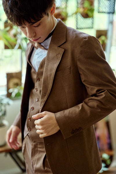 スリーピース メンズスーツ タキシード キャメル(M14)