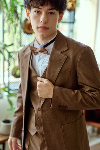 スリーピース メンズスーツ タキシード キャメル(M14)