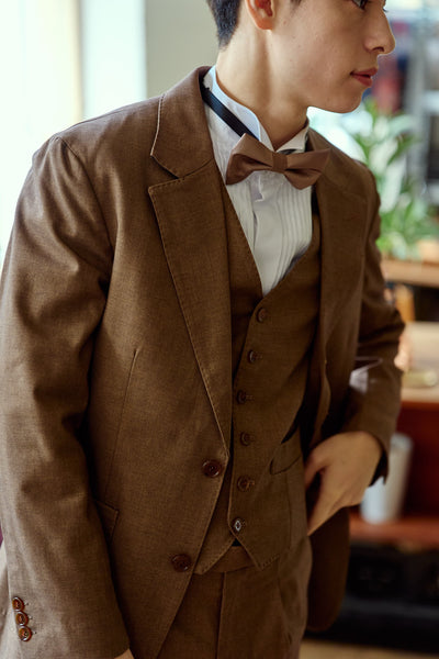 スリーピース メンズスーツ タキシード キャメル(M14)