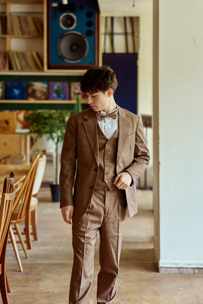 スリーピース メンズスーツ タキシード キャメル(M14)