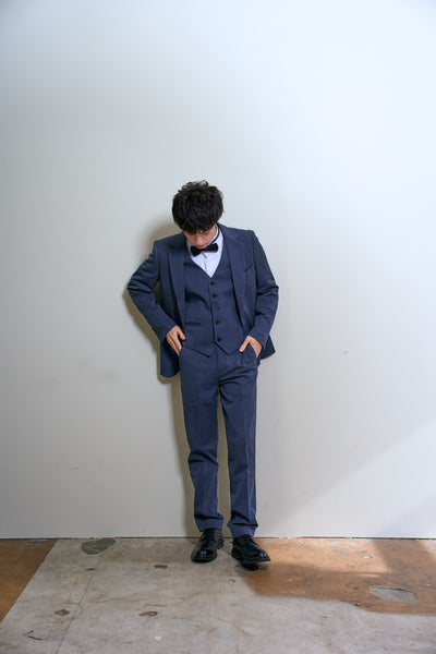 スリーピース メンズスーツ タキシード デニムブルー(M18)