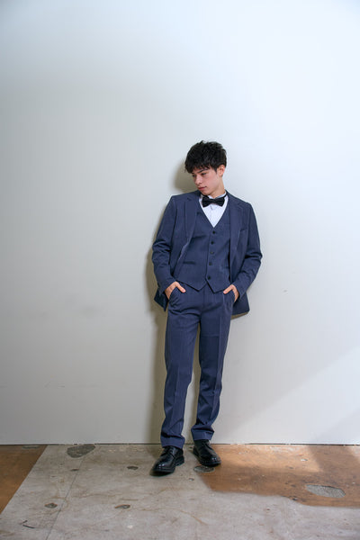 スリーピース メンズスーツ タキシード デニムブルー(M18)