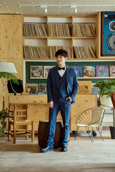 スリーピース メンズスーツ タキシード デニムブルー(M18)