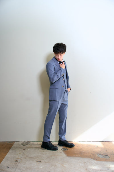 スリーピース メンズスーツ タキシード ブルーグレー(M17)