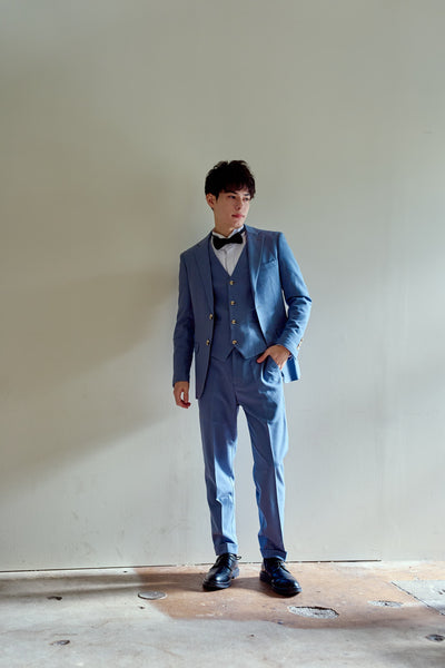 スリーピース メンズスーツ タキシード ブルーグレー(M17)