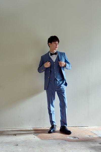 スリーピース メンズスーツ タキシード ブルーグレー(M17)