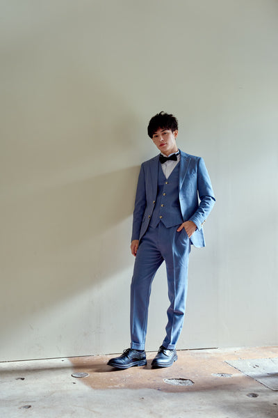 スリーピース メンズスーツ タキシード ブルーグレー(M17)