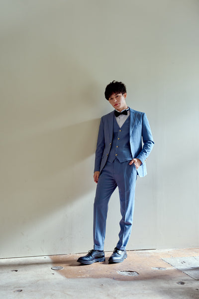 スリーピース メンズスーツ タキシード ブルーグレー(M17)