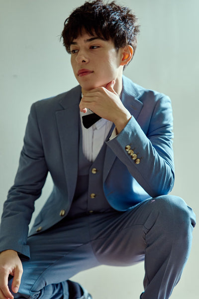 スリーピース メンズスーツ タキシード ブルーグレー(M17)