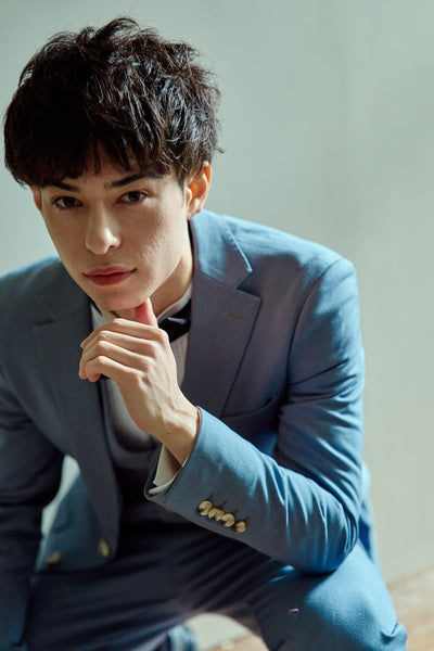 スリーピース メンズスーツ タキシード ブルーグレー(M17)