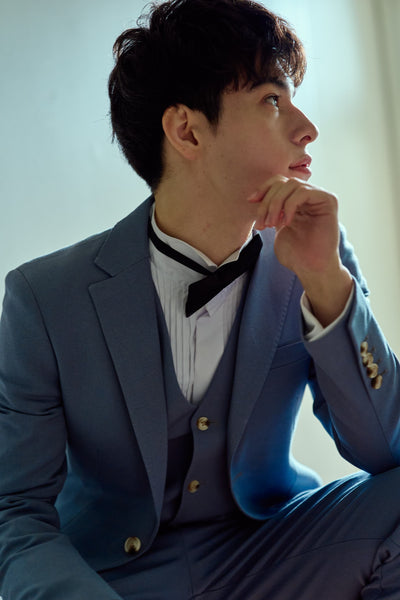 スリーピース メンズスーツ タキシード ブルーグレー(M17)