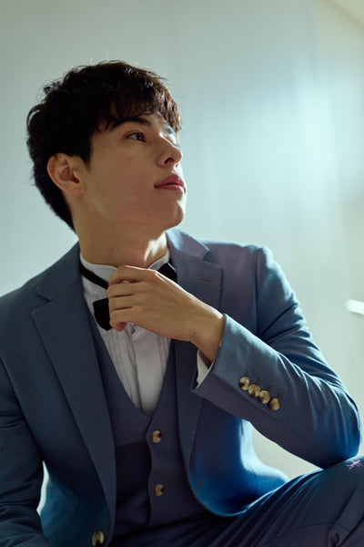 スリーピース メンズスーツ タキシード ブルーグレー(M17)