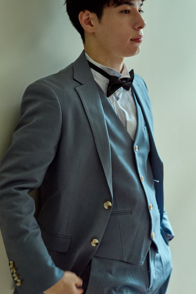 スリーピース メンズスーツ タキシード ブルーグレー(M17)