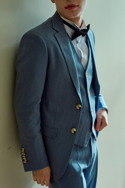 スリーピース メンズスーツ タキシード ブルーグレー(M17)