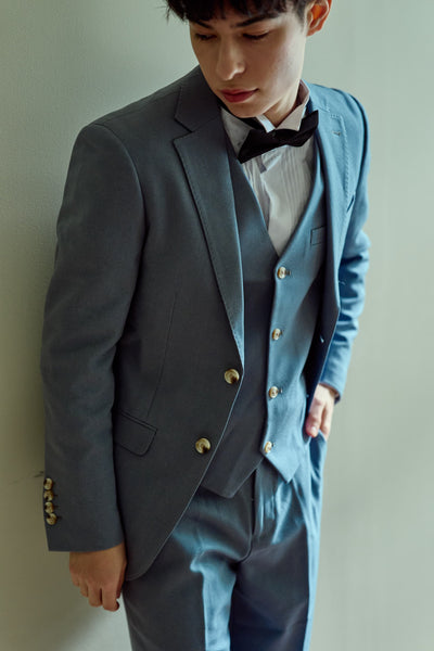 スリーピース メンズスーツ タキシード ブルーグレー(M17)