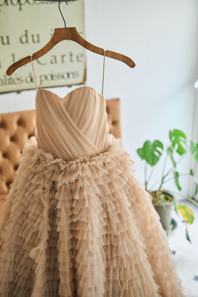 ベアトップ Aライン フリルドレス(W297DP)