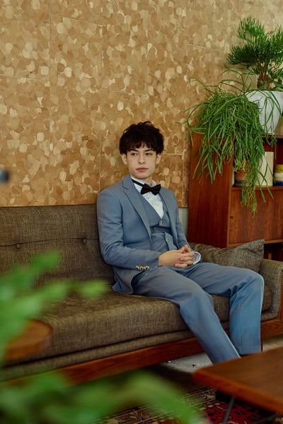 スリーピース メンズスーツ タキシード ブルーグレー(M17)