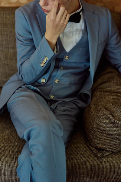 スリーピース メンズスーツ タキシード ブルーグレー(M17)