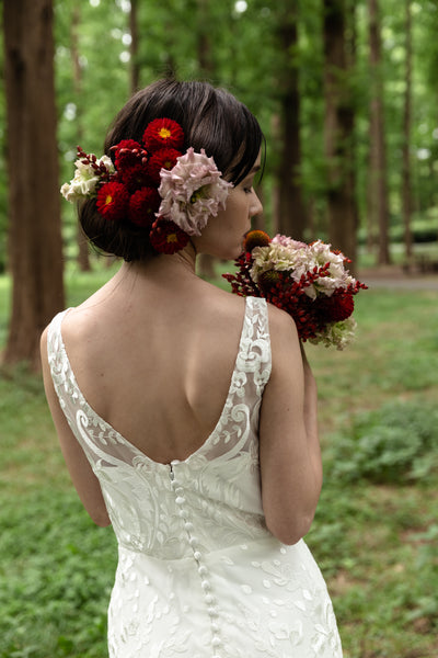 総レース Vネック Aラインドレス(W165)