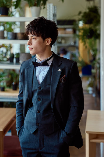 スリーピース メンズスーツ タキシード ダークグレー(M16)