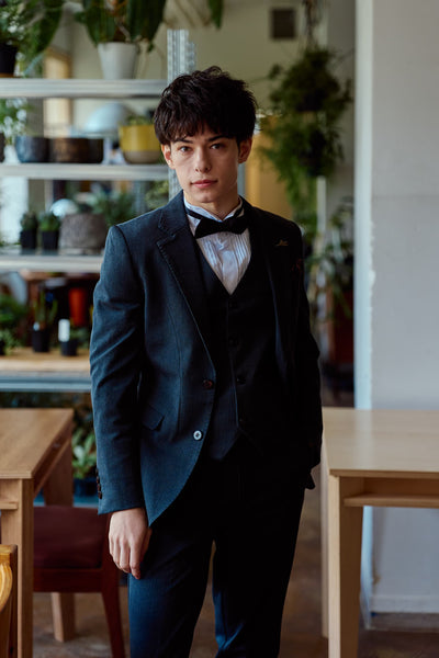 スリーピース メンズスーツ タキシード ダークグレー(M16)