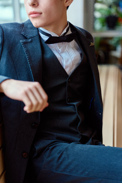 スリーピース メンズスーツ タキシード ダークグレー(M16)