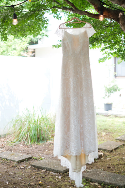 総レース ボートネック 半袖 スレンダードレス(W222)