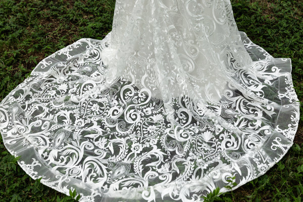 総レース Vネック Aラインドレス(W165)