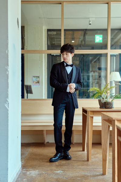 スリーピース メンズスーツ タキシード フォーマルブラック(M20)