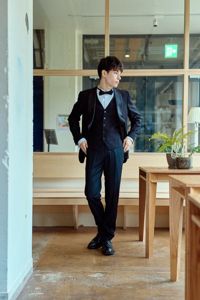 スリーピース メンズスーツ タキシード フォーマルブラック(M20)