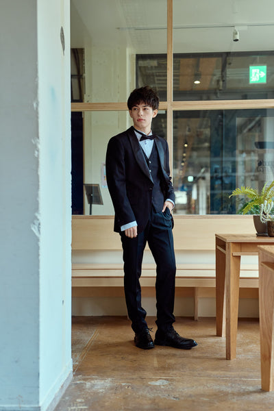 スリーピース メンズスーツ タキシード フォーマルブラック(M20)