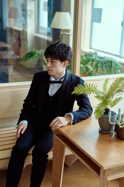 スリーピース メンズスーツ タキシード フォーマルブラック(M20)