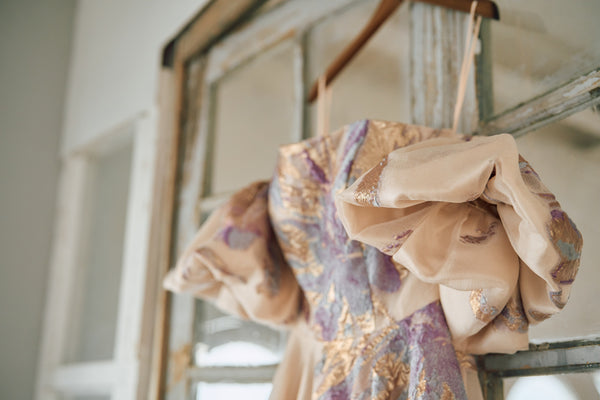 2way 総柄 ジャガード パフスリーブドレス(W299)