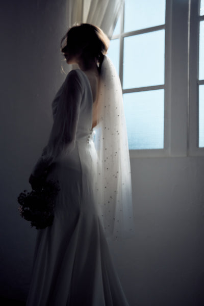 ボリューム袖 Vネック シフォン マーメイドドレス(W203)